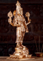 Polished Bronze Vishnu Durgai Statue, Narayani Form with Conch and Discus 19"