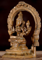 Bronze Lakshmi Statue Holding 2 Lotus Flowers with Arch and Mahakala Face 6.5"