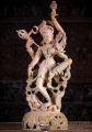Ardhanari Colorful Hand Carved Marble Statue in Dance on Tiger and Buffalo Base 29"