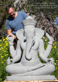 Large Ganesha Garden Sculpture Hand Carved from Stone in Cambodia with Left Facing Trunk 55"