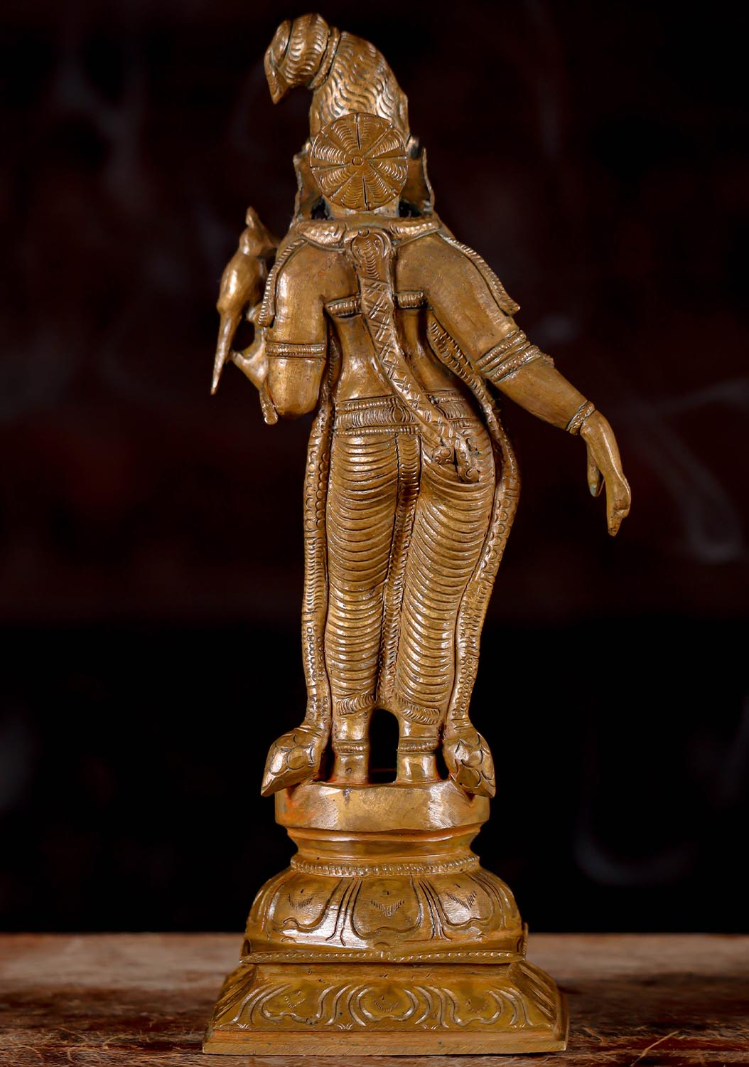 Vaishnavite Saint, Bronze Andal Statue with Parrot Only Female of the 12 Alvar Saints 9.5"