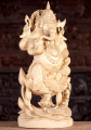 Ganesha Hand-Carved Wood Statue on Lotus with Lily Pads & Vahana Mooshika 22"