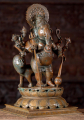 Kandrishti Ganesha Panchaloha Bronze Statue with Eight Arms, Lion and Cobra Halo 18"