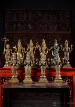 Ten Dasavatar Statues Avatars of Lord Vishnu Panchaloha Bronze Hindu Sculptures 19" Ten Dasavatar Statues Avatars of Lord Vishnu Panchaloha Bronze Hindu Sculptures 19"