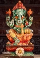Ganesha Wood Sculpture in Lalitasana on Lotus Base with Goad, Noose, Tusk, and Sweets 24"