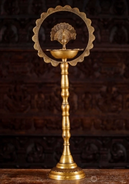 Deepam Lamp Statue with Peacock Incense Dish & Arch Perfect for Diwali Festival 30" Deepam Lamp Statue with Peacock Incense Dish & Arch Perfect for Diwali Festival 30"