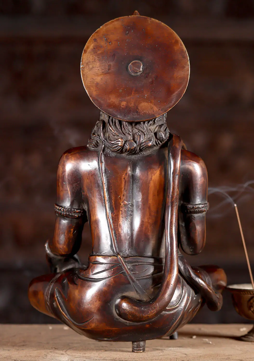 Hanuman Brass Statue Seated in Abhaya with Legs Crossed Holding Malas 11"