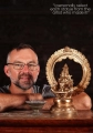 Ayyappan Bronze Statue in Yogic Pose with Mahakala Arch, Panchaloha Murti 13.5"