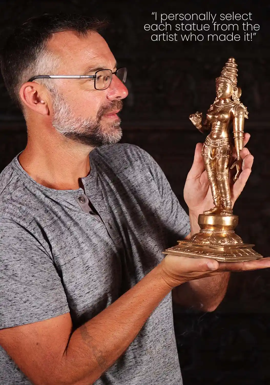 Parvati as Shivakami Panchaloha Bronze Goddess Statue Standing on Lotus Base 14.5"