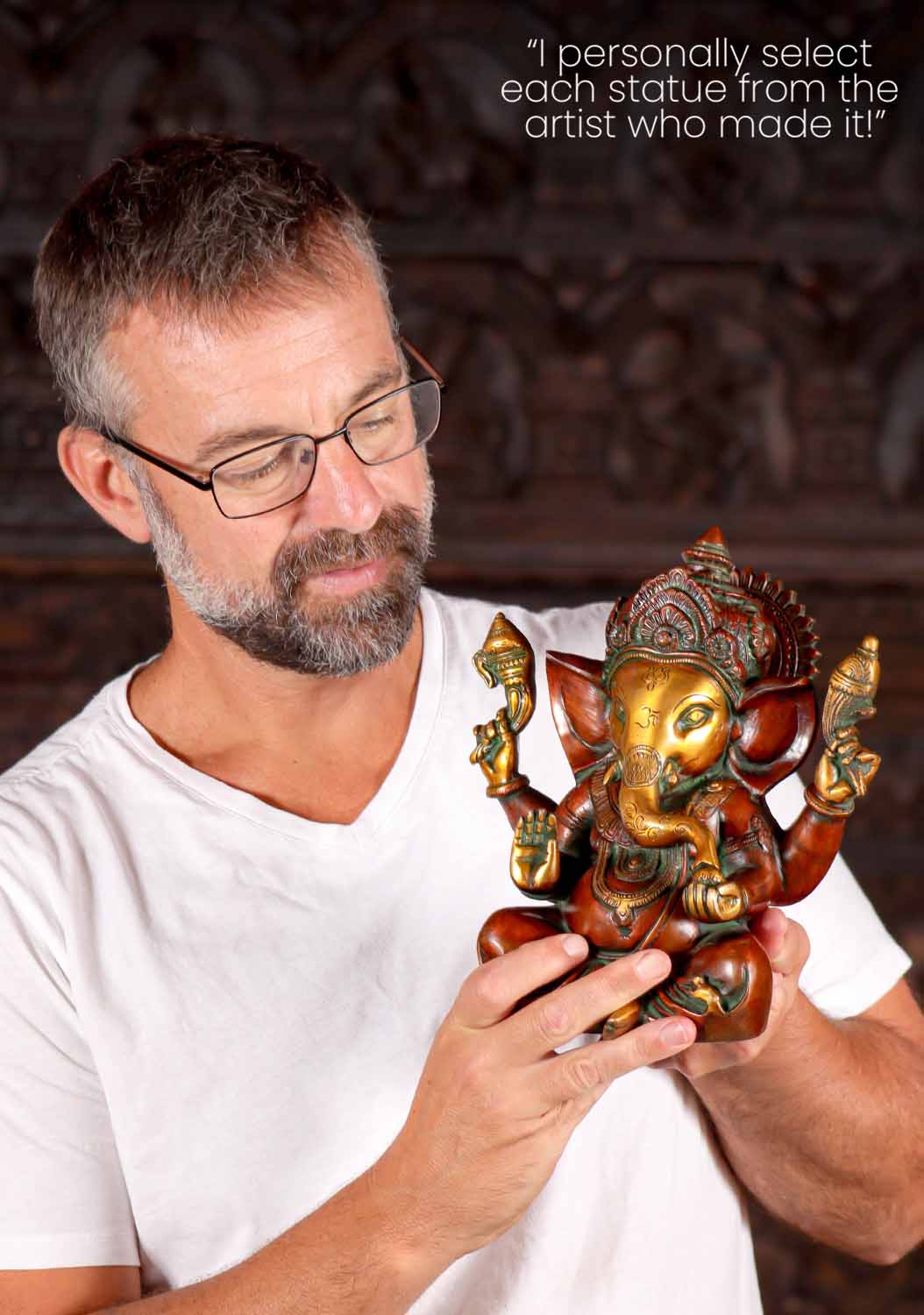 Ganesh Statue Small Adorable Brass Abhaya Mudra Statue Seated with Mooshika 9"