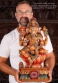 Ganesha Wood Sculpture in Lalitasana on Lotus Base with Goad, Noose, Tusk, and Mango 24"