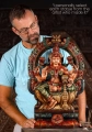 Lakshmi Wooden Sculpture in Lalitasana with Mahakala Arch Hand-Carved Goddess 24"