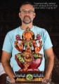 Lakshmi Wood Sculpture in Abhaya and Varada Mudras with Lotus Flowers on a Lotus Base 24"