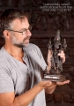 Murugan Brass Standing Abhaya Varada Mudra Sculpture With Vel & Peacock 14"