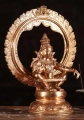 Ayyappan Bronze Statue in Yogic Pose with Mahakala Arch, Panchaloha Murti 13.5"