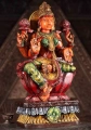 Lakshmi Wood Sculpture in Abhaya and Varada Mudras with Lotus Flowers on a Lotus Base 24"