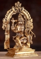 Narasimha Statue Small Brass Avatar Seated with The Hindu Goddess of Wealth Lakshmi 9"