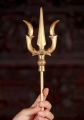 Shiva's Brass Trident (Trishul) with Solid Handle and Golden Finish, Made in India 35"