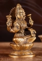 Lakshmi Statue Brass Small Altar Goddess in Abhaya & Varada Mudra on Lotus 4"