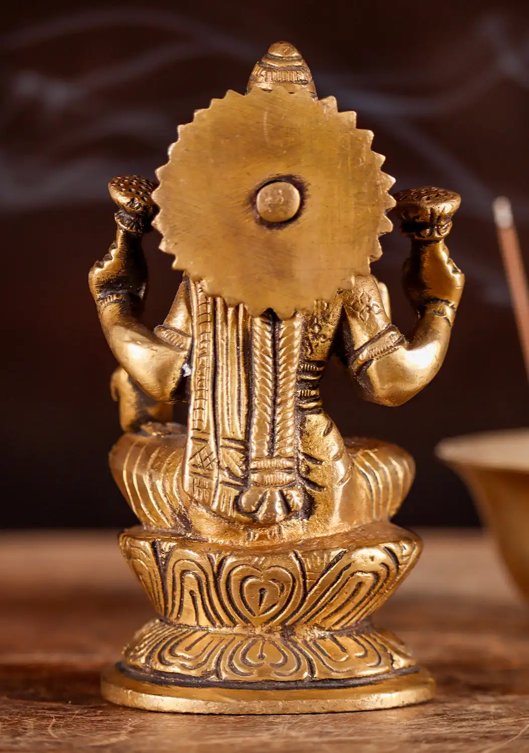 Lakshmi Statue Brass Small Altar Goddess in Abhaya & Varada Mudra on Lotus 4"