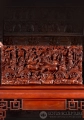 Mahabharata Epic Wooden Panel of Krishna & Arjuna Riding into Battle on Horse-Drawn Chariot 39"