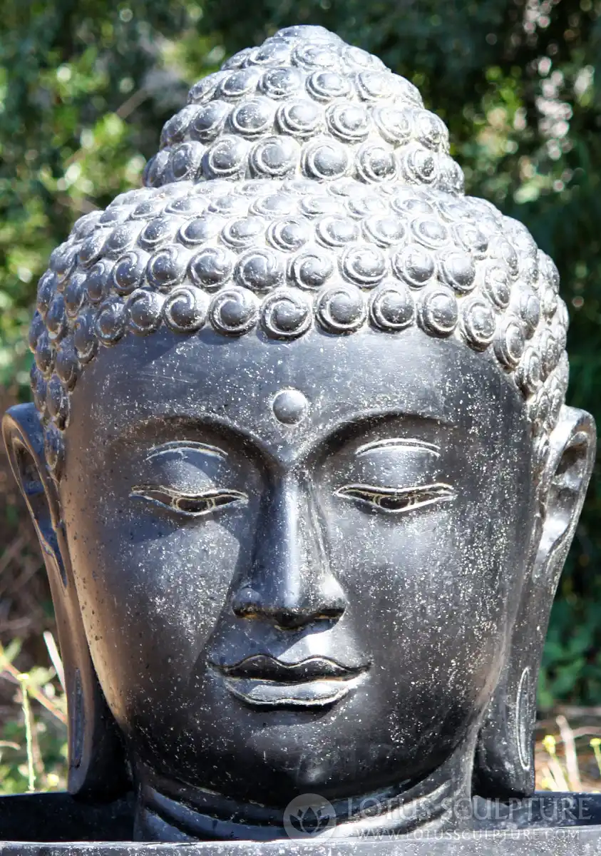 Buddha Head Fountain with 3rd Eye Perfect Water Feature for Garden 38", Optional Basin 48"