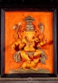 Ganesha Fiberglass Wall Hanging in Abhaya Mudra, Vibrant Picture of Dancing Deity 27"