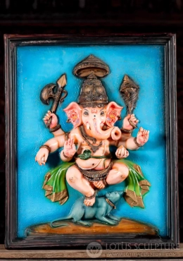 Ganesha Fiberglass Wall Hanging Vibrant Blue Depiction of Dancing Deity 27" Ganesha Fiberglass Wall Hanging Vibrant Blue Depiction of Dancing Deity 27"