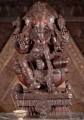 Ganesha Natural Hand-Carved Wooden Statue Seated on Lotus Base with Laddu 24"