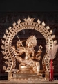 Kali Bronze Statue Seated Peacefully Under Arch, Trident, Bell, Drum, & Noose 30"
