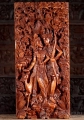 Rama and Sita Hand-Carved Wooden Panel with Bow and Deer in Jungle Canopy 39"