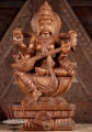 Saraswati Light Wood Sculpture Playing Veena, Holding Mala and Vedas on lotus Base 24"
