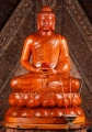 Meditating Gandharan Buddha Sculpture in Vietnamese Wood Seated on Lotus Base 33"