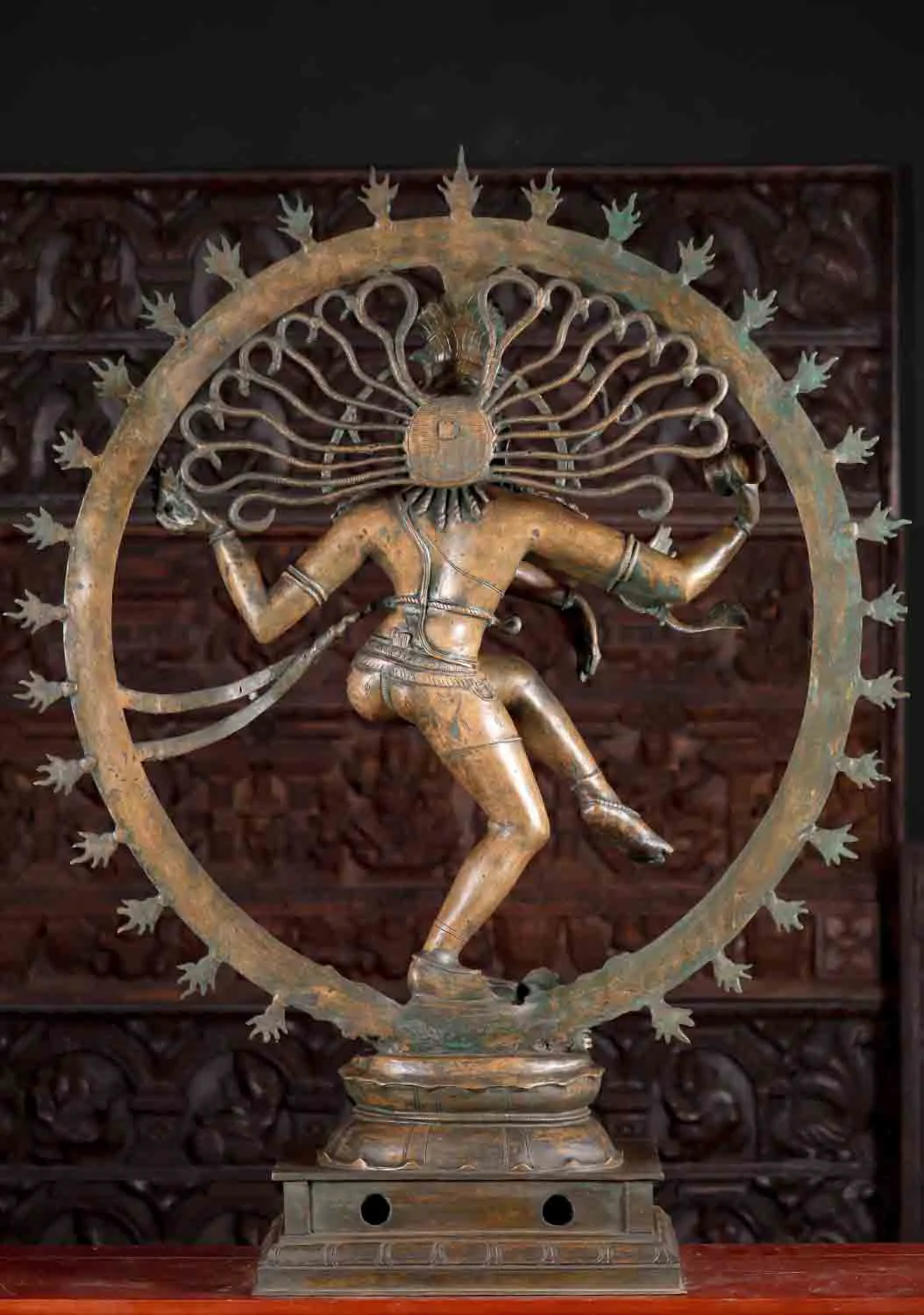 Large Nataraja Bronze Statue, Shiva as the Cosmic Dancer Cast in Bronze in South India 45"
