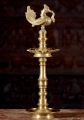 Peacock Deepam Statue with Oil & Incense Dishes, Tall Solid Bronze from Kerala, India 18"