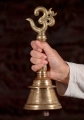 Bell with Om Symbol Sound of Creation Bronze Handheld Hindu Instrument 13"