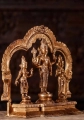 Vishnu with Bhudevi and Shreedevi Bronze Statue Set with Mahakala Arch 13"