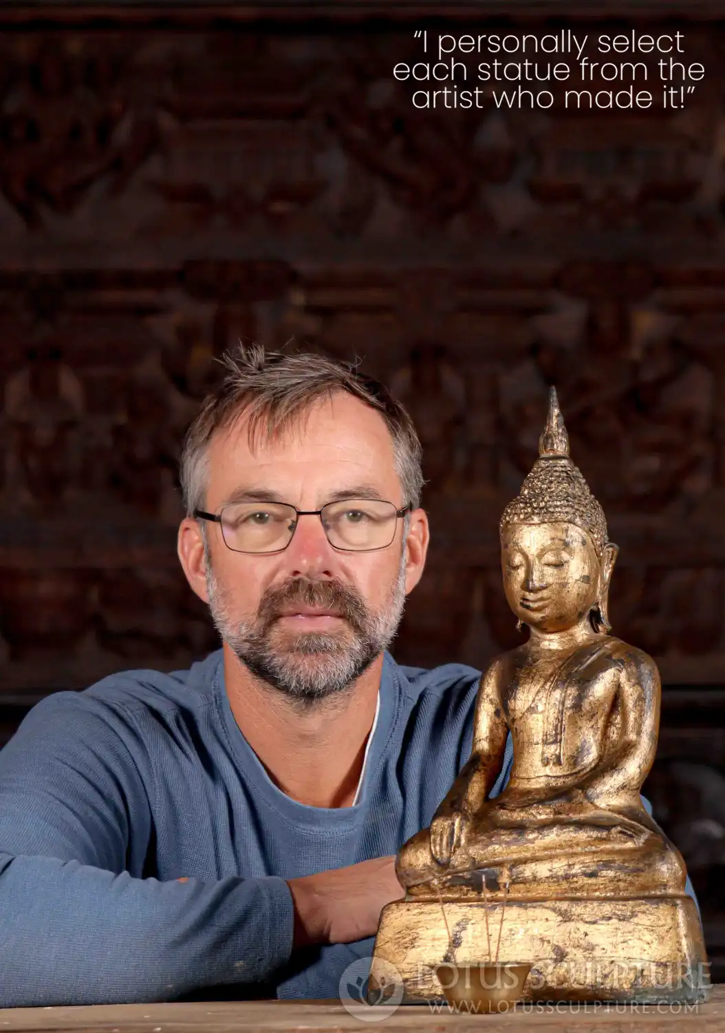 Brass Laotian Buddha Statue Covered in Real Gold Leaf in the Earth Touching Hand Position 17"