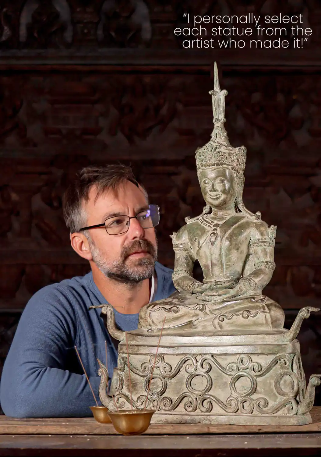 Buddha Statue Brass Meditating Laotian in Padmasana on  Two Tiered Base Sculpture 23"
