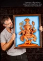 Ganesha Fiberglass Wall Hanging Three Dimensional Picture of Dancing Deity 27"