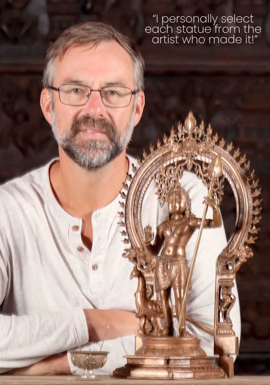Murugan Polished Bronze Statue Standing with Peacock and Spear in Abhaya Mudra 18"