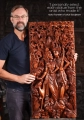 Rama and Sita Hand-Carved Wooden Panel with Bow and Deer in Jungle Canopy 39"