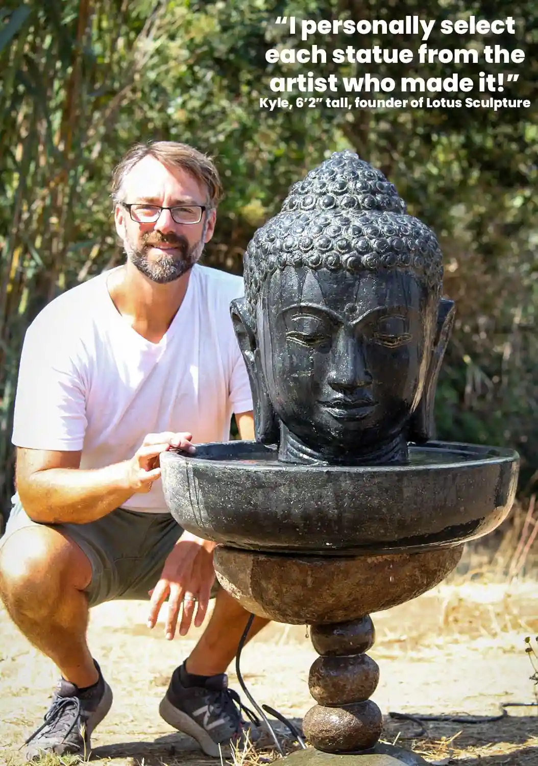 Buddha Head Fountain Statue Perfect for Indoors or Outside in a Garden with Basin Included 28"