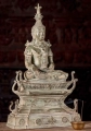 Buddha Sculpture Brass Seated Laotian Style Earth Touching in Half Lotus Position 23"