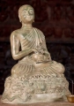 Brass Buddhist Monk Statue with Alms Bowl Seated on Top of Ocean with Nagas, Fish & Turtles 19"