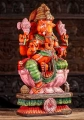 Ganesh Hand Carved Wooden Statue with Modak, Broken Tusk, Noose, and Goad on Lotus 30"