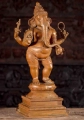 Ganesha Bronze Statue Standing in Wood Finish Holding Ankusa, Pasha, and Modak 23"