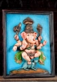 Ganesha Fiberglass Wall Hanging Vibrant Blue Depiction of Dancing Deity 27"