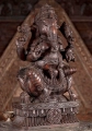 Ganesha Hand-Carved Natural Wood Statue on Lotus Base with Modak & Mooshika 24"