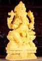Ganesha Ivory Painted Wood Statue Seated in Lalitasana with Mango and Broken Tusk 24"